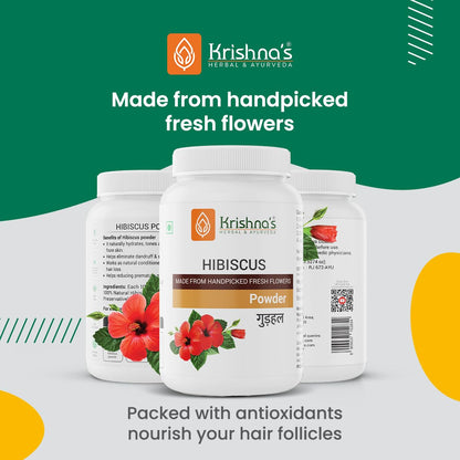 Krishna's Hibiscus Powder - 100 g | Preservative Free - For Hair Pack & Oil |Eliminate Dandruff & Strengthen The Hair