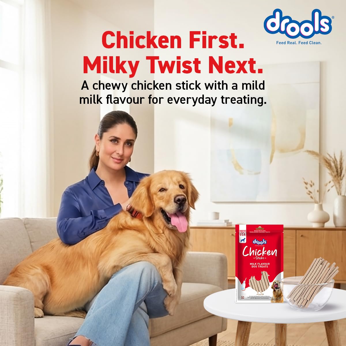 Drools Puppy & Adult Dog Treats Sticks 100g | Chicken & Milk Flavour | Rich in Protein | No Artificial Preservatives | Best for Training & Bonding | Formulated in USA | Premium Treats