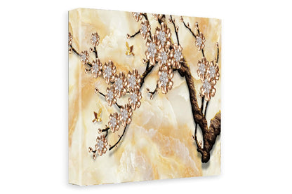 Printed Framed Canvas Painting for Home Decor Office Wall Studio Wall Living Room Decoration (22x22inch Wrapped) - 3D Gold Flower