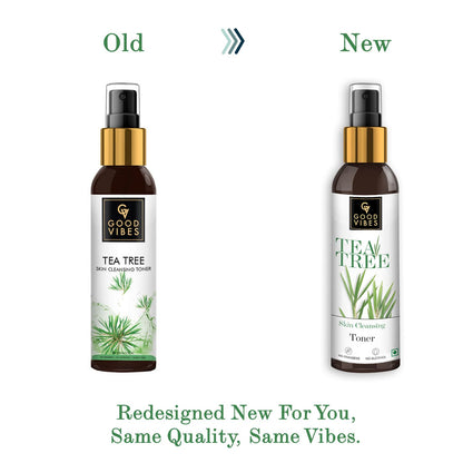 Good Vibes Tea Tree Skin Cleansing Toner 120 ml, Hydrating Light Weight Anti Acne Moisturizing Face Toner for All Skin Types, Natural, No Alcohol, Parabens & Sulphates, No Animal Testing