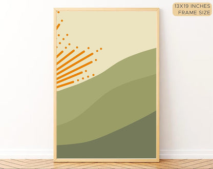 Boho wall Art Paintings Modern Art Framed Wall Painting for Living Room Bedroom - Wall Posters | Paintings with Frame Set of 3 (14x18 Inches) (Sun Rise)