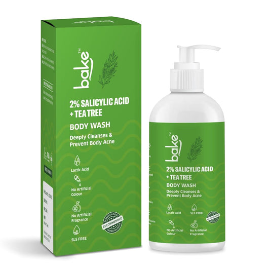 BAKE 2% Salicylic Acid & Lactic Acid Body Wash for Body Acne | Prevents Back Acne, Bumpy Skin, Reduces Skin Inflammation & Strawberry Legs | For Women & Men | 250ml