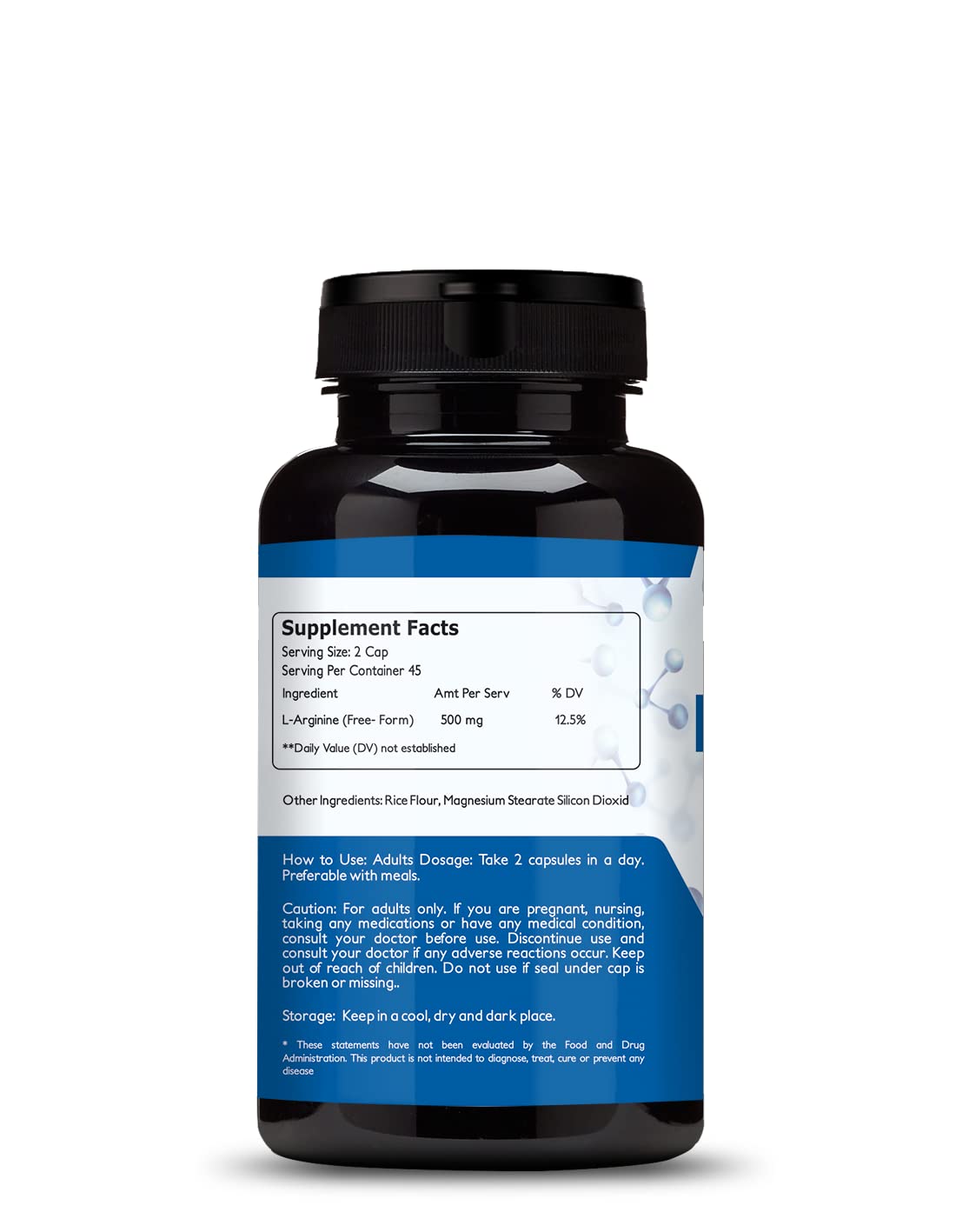 Supplement bottle with label on a white background