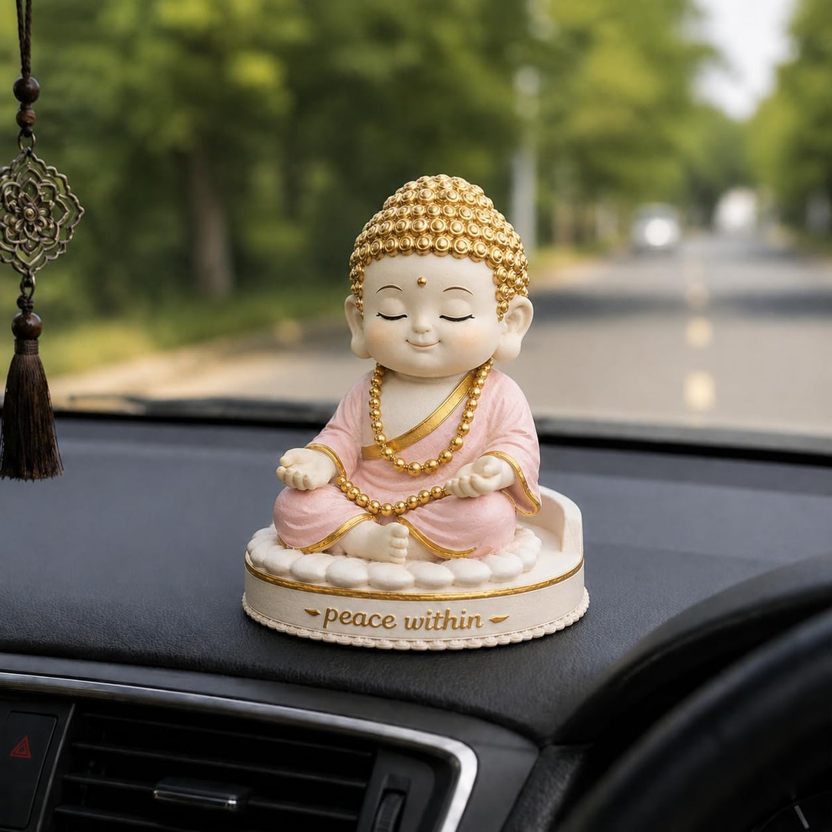 Buddha Idol for Home Decor | 5 Inch Pink & Gold Buddha Statue | Decorative Showpiece for Living Room, Office Table, Meditation Room | Buddha Gift Item