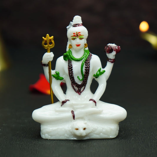 Lord Shiva Idol for Car Dashboard | Marble Dust Maha Dev Idol for Cars | Sivan Idols for Car Dashboard, Home Decor | Bholenath Murti for Home | Adiyogi Statue | Shiv Ji Murti for Office Desk