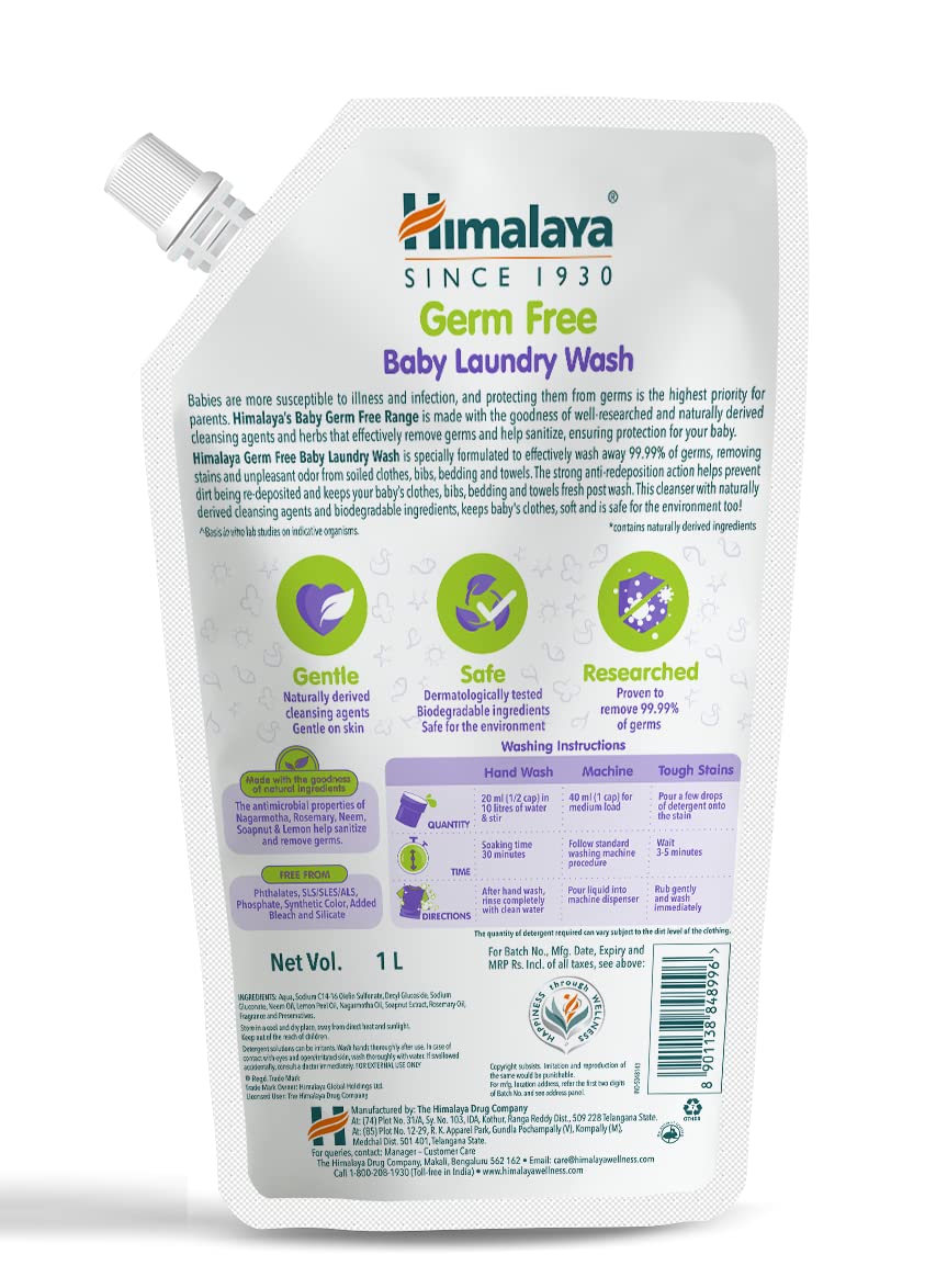 Himalaya Baby Laundry Wash packaging with text and logos on a white background