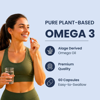 Zeroharm Veg Omega DHA Capsules 400mg | Plant-Based Omega-3 from Algae (Not Fish Oil) | Supports Brain, Heart, Eye & Joint Health | Veg Omega 3 DHA Supplement for Men and Women | 60 Capsules