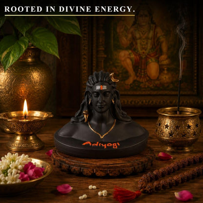 4.7 Inch Adiyogi Shiva Idol | Black Finish Mahadev Best Statue with Golden Accents for Home Temple, Mandir, Meditation Room, Office Desk & Car Dashboard | Yoga Décor & Gifting