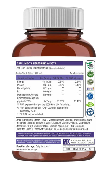 Supplement bottle with label showing nutritional information on a white background
