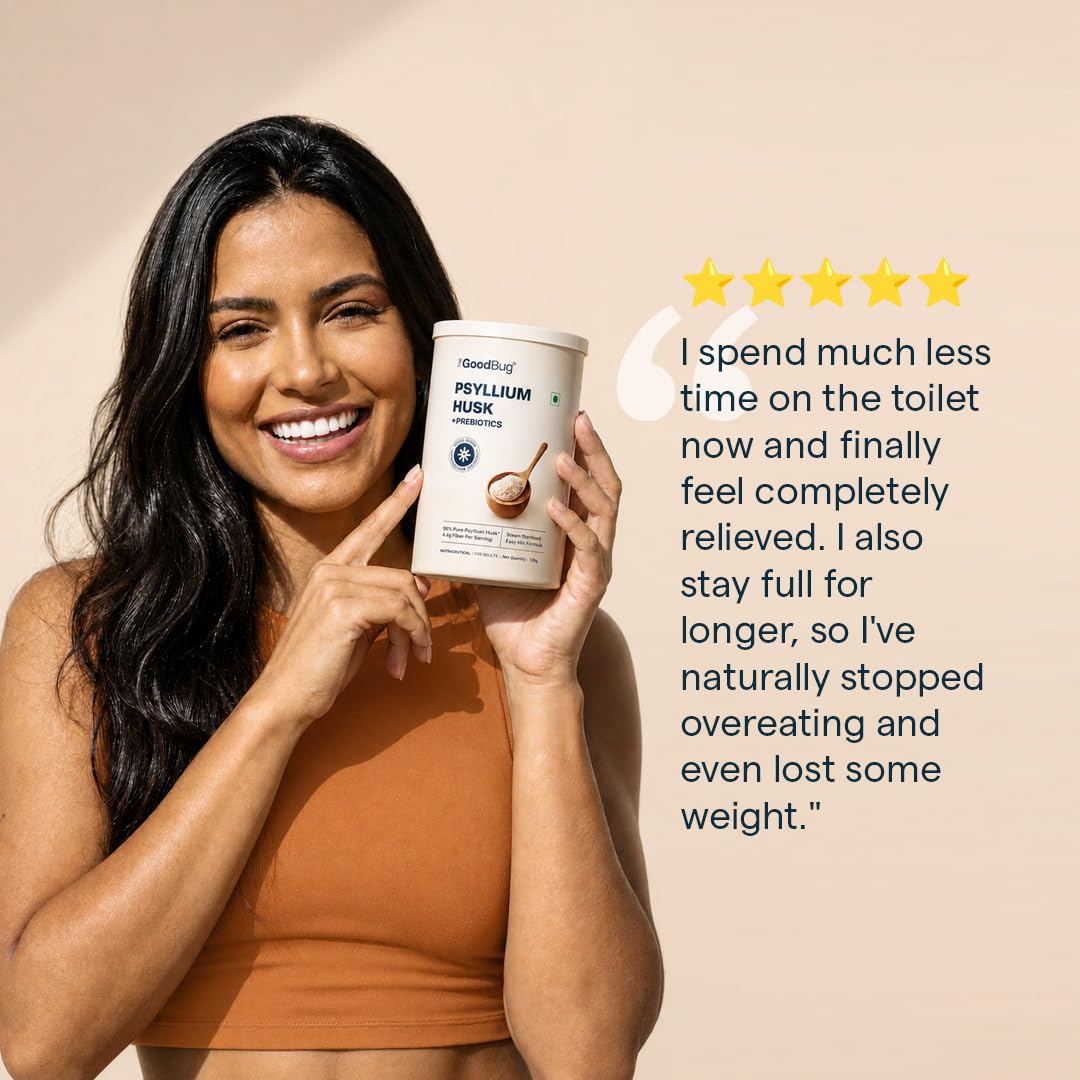The Good Bug Psyllium Husk Powder with Prebiotics | 98% Pure Isabgol | 4.4 g Fibre Per Serving | Supports Constipation Relief, Gut Health, Weight Management & Healthy Blood Sugar