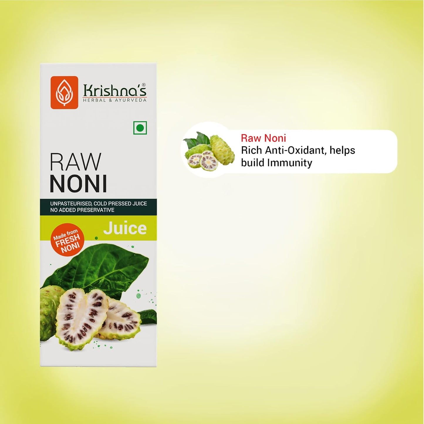 KRISHNA'S HERBAL & AYURVEDA Raw Noni Juice-1000 Ml|Preservative Free|No Added Thickener Color Or Flavor|Sugar Free Juice|Enhance Energy|Made With Fresh Noni Fruit (Morinda Citrifolia)