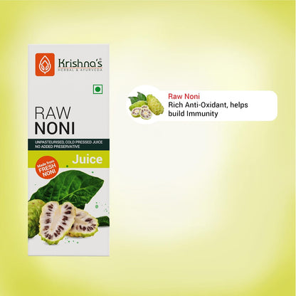 KRISHNA'S HERBAL & AYURVEDA Raw Noni Juice-1000 Ml|Preservative Free|No Added Thickener Color Or Flavor|Sugar Free Juice|Enhance Energy|Made With Fresh Noni Fruit (Morinda Citrifolia)