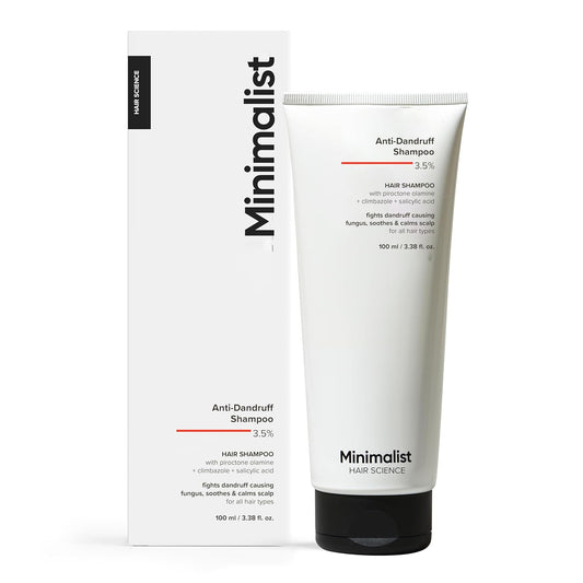 Minimalist Anti-Dandruff Shampoo | Clarifying Shampoo with Salicylic Acid, Climbazole & Piroctone Olamine | Remove Flakes, Soothes Itchy Scalp & Reduces Dandruff | Sulphate-Free | Fragrance-Free | Suitable for All Hair Types | For Women & Men | 100 ml