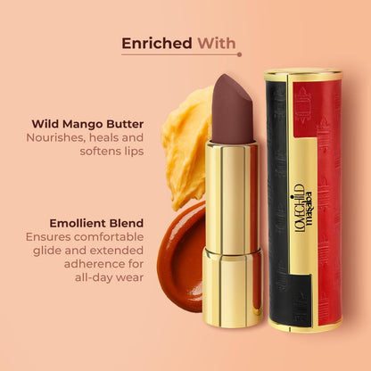 LoveChild Masaba Statement Matte Lipstick, Warm Regards (Maroon), Smooth Glide, Bold Matte Finish, Long-Lasting Lipsticks With Mango Butter Nourishing and Intense Color Payoff, Lightweight, 4g