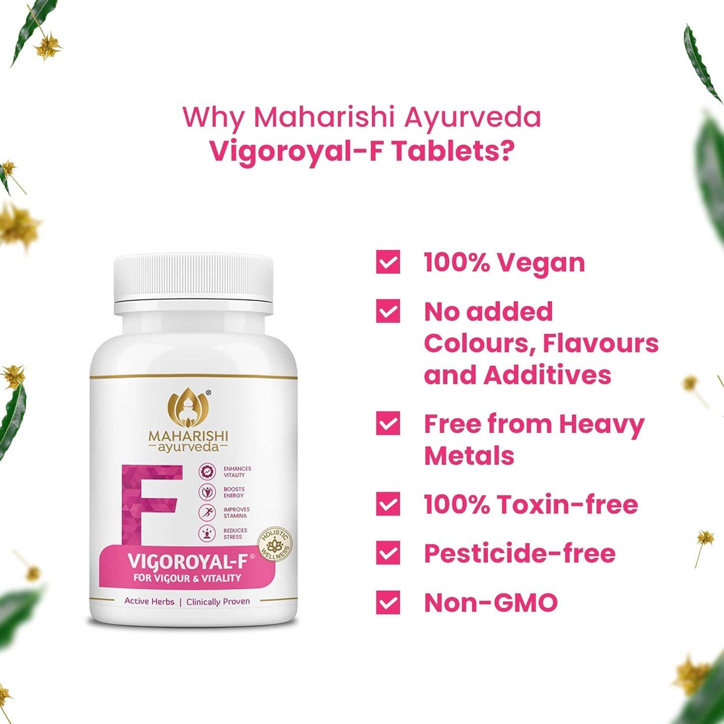 Zephivo Maharishi Ayurveda Vigoroyal F - Ayurvedic Revitaliser for Women | Supports Reproductive Health| Made with Time-tested Herbs | 60 Tablets
