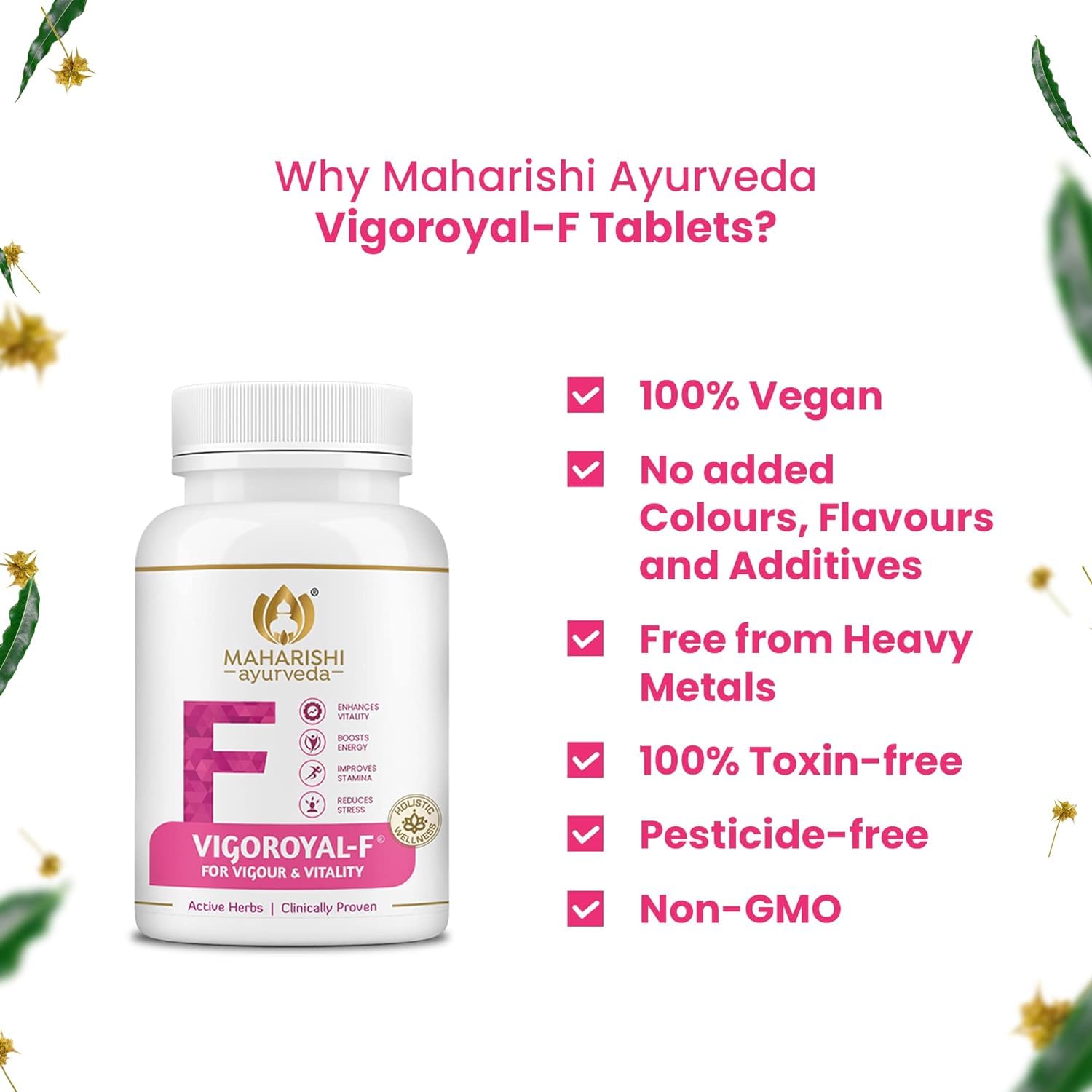 Zephivo Maharishi Ayurveda Vigoroyal F - Ayurvedic Revitaliser for Women | Supports Reproductive Health| Made with Time-tested Herbs | 60 Tablets
