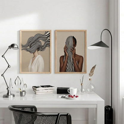 Modern Art Wall Painting Set of 2 for Living Room | Premium HD Printed Wall Frames for Bedroom, Office & Home Decor | Minimalist Contemporary Wall Art (Ready to Hang) (M.9, 13x19 inches)