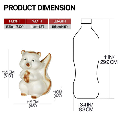 Chiku the Squirrel White Ceramic Figurine showpiece Artifact Abstract Animal Statue for Indoor, Home, Office Decor, (L - 11.5 X W - 11 X H - 15.5 cm)