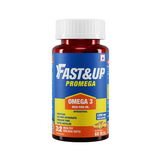 Omega 3 supplement bottle with colorful label on a white background