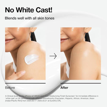 Anua Zero-Cast Moisturizing Finish Sunscreen SPF50+ PA++++