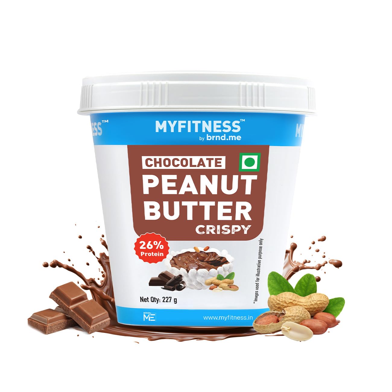 MYFITNESS Peanut Butter Chocolate Spread Crispy | 21g Protein & 8g Fiber | Healthier Nut Butter Spread for Breakfast, Snacks & Bread Treats | Cholesterol Free | Zero Trans Fat | Pure Roasted Nuts