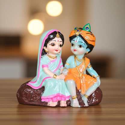 Radha Krishna Resin Idol, Blue, 10 × 6 × 9 cm