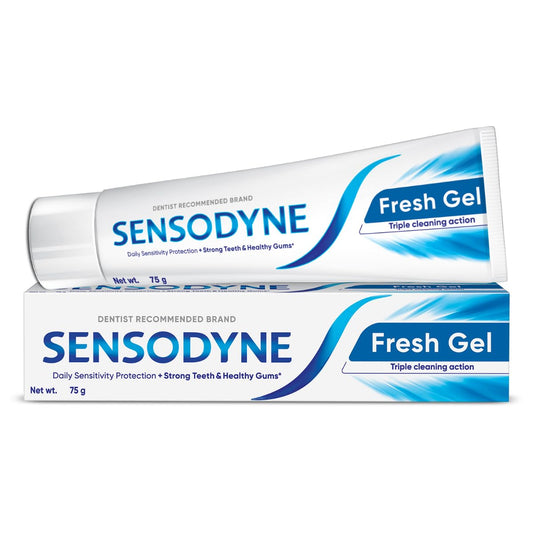 Sensodyne Toothpaste Fresh Gel | Daily Sensitivity Relief Tooth Paste Pack of 1 - 75gm | Dentist Recommended | Everyday Use Paste, Fresh Breath, Fights Tooth Decay, Maintain Healthy Gums