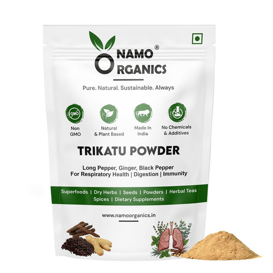 Namo Organic Trikatu Churna Powder - 100g - Dr Recommended Magical Blend of pipali, Black pepper, Sonth For Digetion | Respiratory Health | Stong Immunity