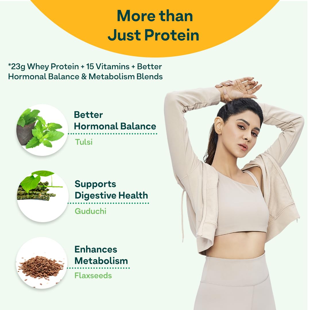OZiva Protein & Herbs for Women (Vanilla Almond) I Manage Weight, Energy & Metabolism | Clean Protein, Shatavari, Green Tea I No Added Sugar, 2lbs (907gm)