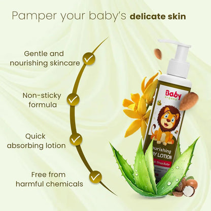 Babyorgano Baby Body Lotion for Newborn 0-2 Years Babies 200ml | Nourish & Moisturise Skin | Non Sticky | Enriched with Ylang Ylang, Olive Oil, Paraben Free