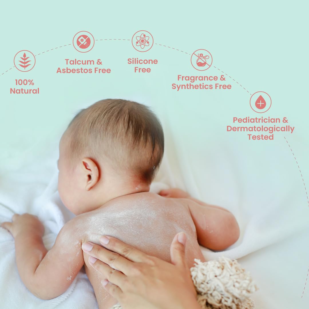 Nat Habit Shwet Chandan Kusha Baby Powder | Talc-Free, Rash-Free Dusting Powder for Newborns & Kids (0 to 5 Yrs) | Cornstarch Baby Powder for Summer, Face & Body | Ayurvedic Baby Puff Powder 150g