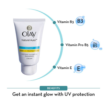 Olay Cream Natural Aura Vitamin B3, Pro B5, E With Uv Protection,40 Gm