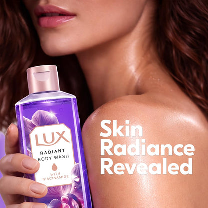 LUX Orchid Obsession Bodywash, 245ml, for Radiant & Bouncy Skin feel, with Niacinamide & Exotic Orchid fragrance, Upto 12Hr Long-Lasting Fragrance