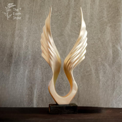 Gold Angel Wings Statue Divine Home Décor Sculpture Figurine for Home, Living Room, Office, Hotel, Restaurant Decorative Showpiece Items
