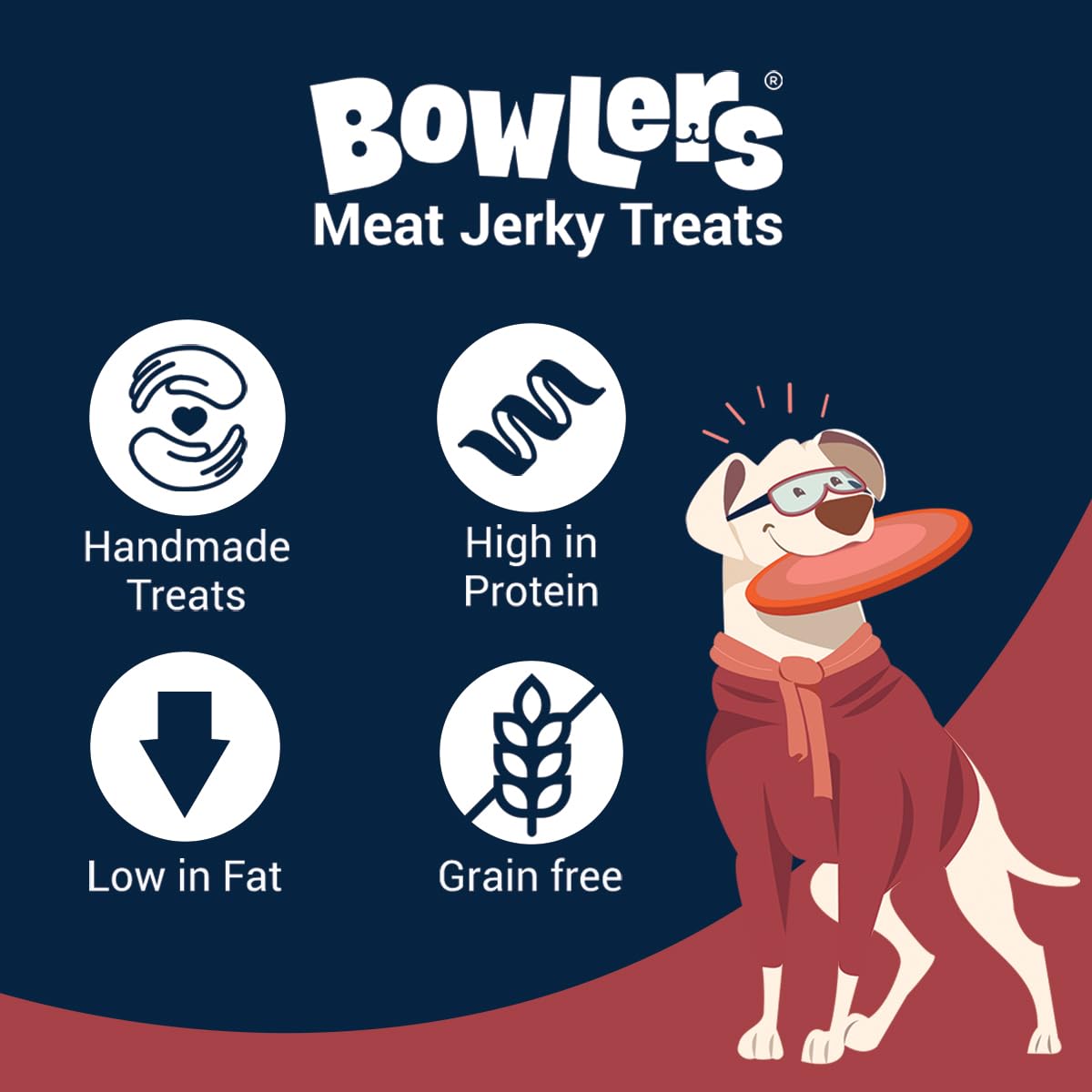 Bowlers Dog Treats Meat Jerky| 70g | High on Protien |Low in Fat | Grain Free | Handmade Treats