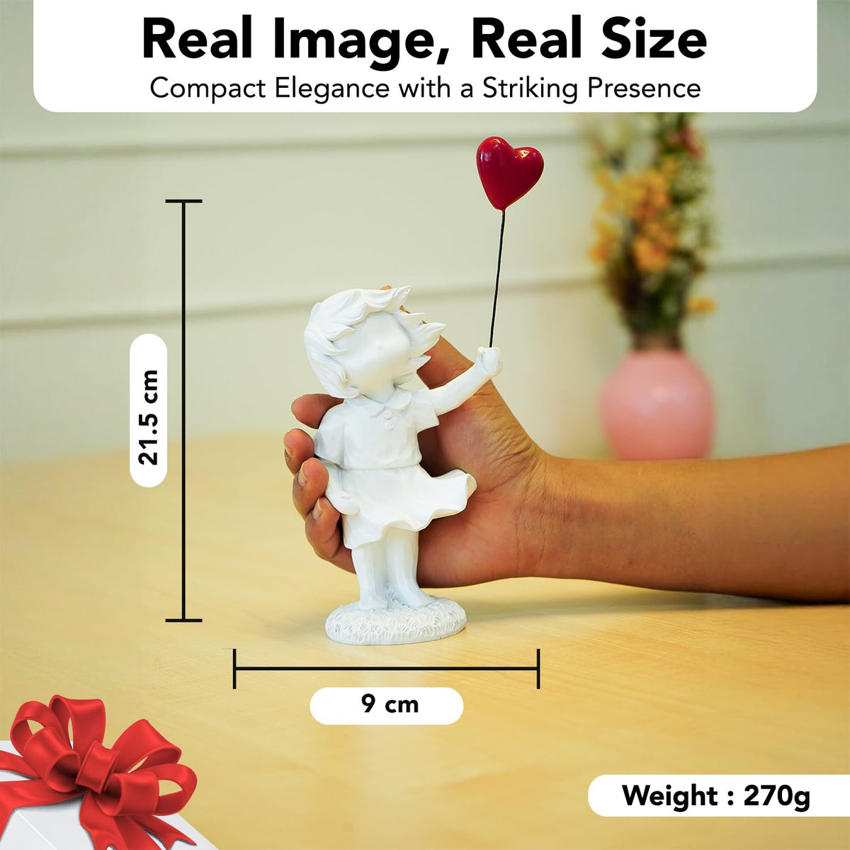 Nostrae Girl with Balloon Show Pieces for Home Decor Living Room Decorative Items | Cute Showpieces Gift Item for Decoration | Center Table Tv Showcase Office Desk Interior Statue Figurines