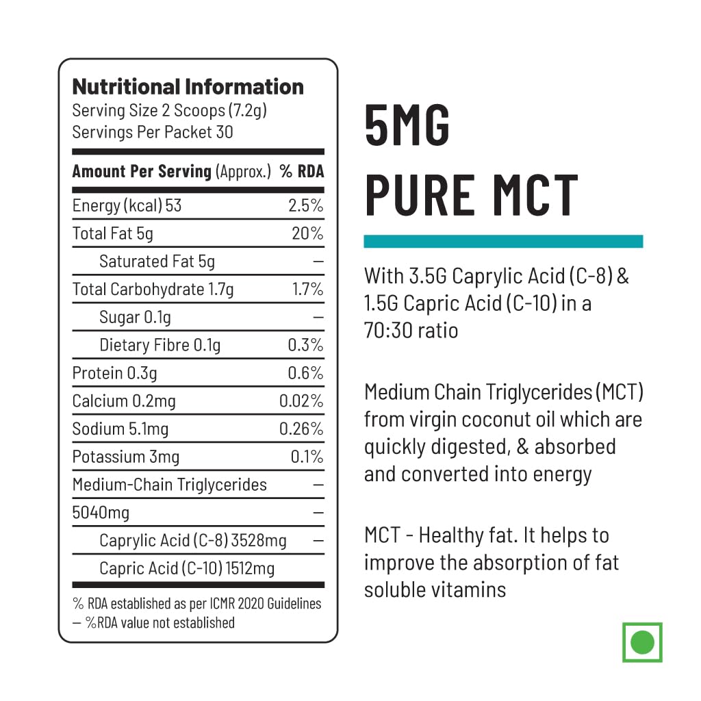 Zephivo Unived MCT 70% | Medium Chain Triglyceride Oil Powder | Clean Energy Fuel | Pure MCT 5g with C-8: 3528mg & C-10: 1512mg in a 70:30 ratio | Vegan & Keto Friendly | 30 Servings
