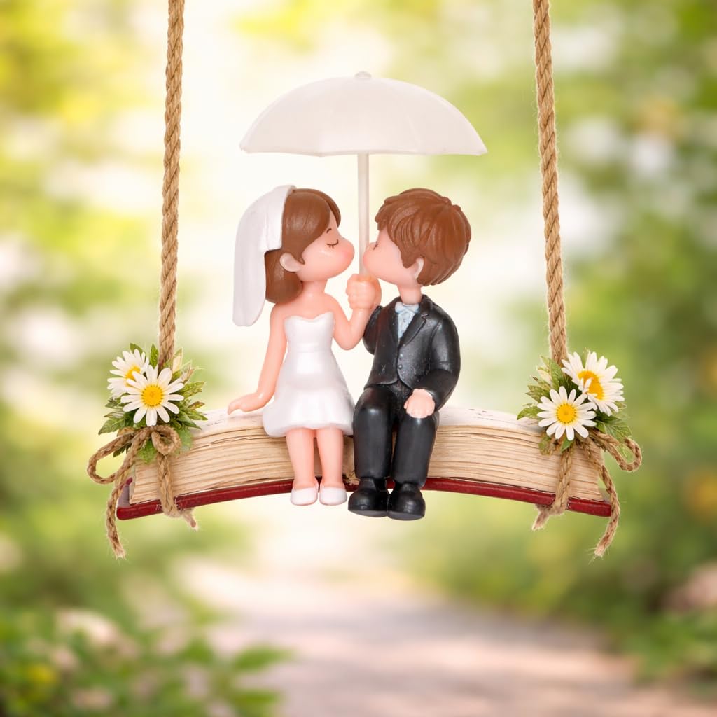 Valentine Gift for Girlfriend Boyfriend, Husband Wife, Valentine Love Couple Under Umbrella Romantic Miniature Statue Showpiece, Birthday Gift Propose Day Gift for Woman