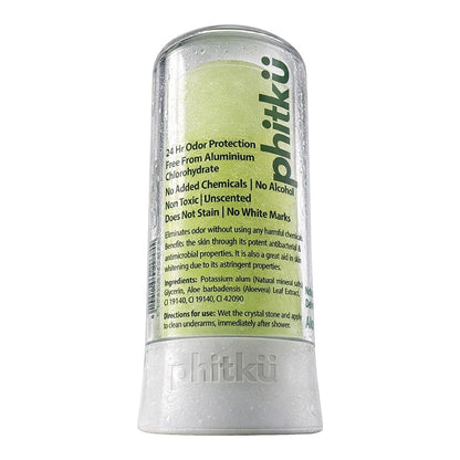 Phitku Crystal Roll On with Aloe Vera | Natural Alum | Brightens Dark Underarms, Kills Bacteria | Fragrance-Free & Alcohol Free | Men & Women | 100g