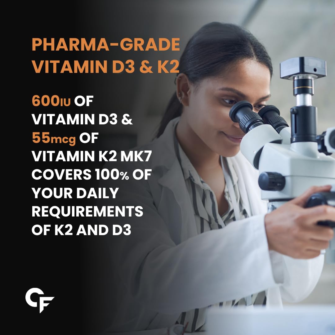 Carbamide Forte Vitamin D3 K2 Supplement | Vitamin K2 MK7 To Support Bone & Heart Health | Veg D3 - Lichen - 120 Tablets