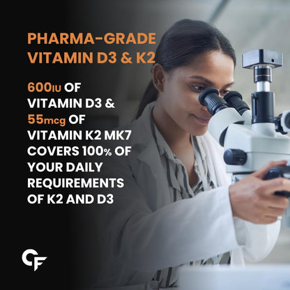 Carbamide Forte Vitamin D3 K2 Supplement | Vitamin K2 MK7 To Support Bone & Heart Health | Veg D3 - Lichen - 120 Tablets