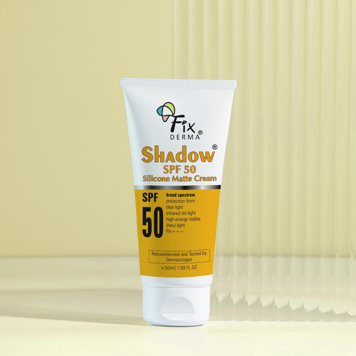 Fixderma Shadow Sunscreen SPF 50 Silicone Matte Cream PA+++ | For Oily & Acne Prone Skin | Broad Spectrum & Blue Light Protection | Matte Sunscreen | For Men & Women - 50Ml