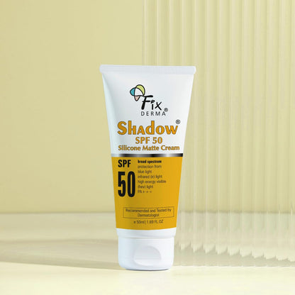 Fixderma Shadow Sunscreen SPF 50 Silicone Matte Cream PA+++ | For Oily & Acne Prone Skin | Broad Spectrum & Blue Light Protection | Matte Sunscreen | For Men & Women - 50Ml