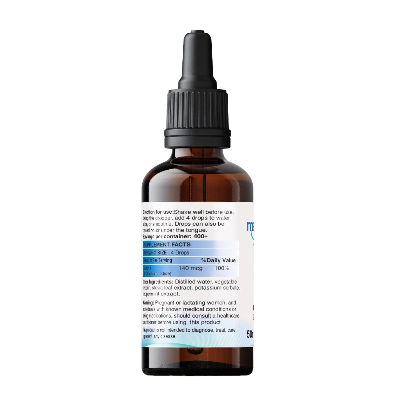 METADROPS Iodine Liquid Drops – 400+ Servings Supports Thyroid Function & Energy Levels | Fast-Absorbing & Easy-to-Use | | 50ml Bottle