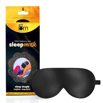 Friends of Meditation® 100% Mulberry Silk Sleep Mask – Pure Silk Eye Mask for Sleeping, Super Smooth Blackout Blindfold, Soft Adjustable Strap, Luxury Eye Cover for Travel, Meditation (Black)