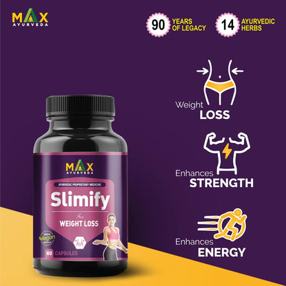 Max Ayurveda Slimify Ayurvedic Capsules For Weight Loss - 60 Capsules