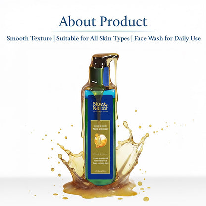 Blue Nectar Honey Face Wash for Detan & Glowing Skin for Men & Women | Radiance & Even Skin Tone | Ayurvedic Face Wash for Dry, Oily & Sensitive Skin (8 Herbs, 30ml)