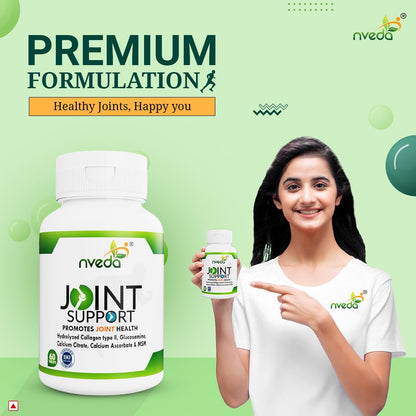Nveda Joint Support for keeping Joints healthy containing Collagen Type 2, Glucosamine, Calcium and MSM (60 Nos)