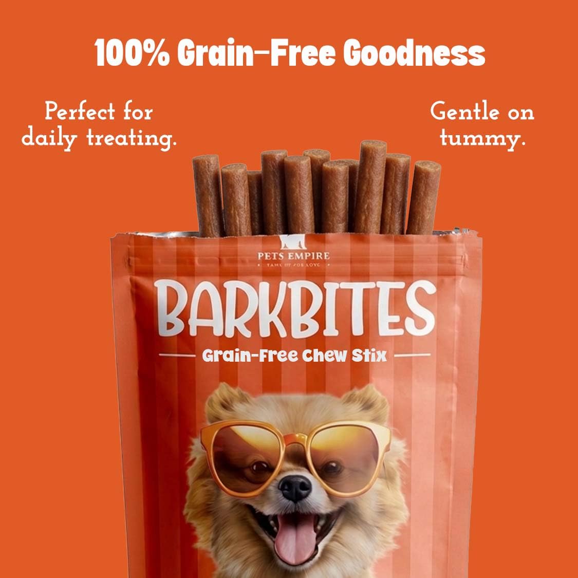 PETS EMPIRE BARKBITES Chicken & Carrot Dog Chew Sticks | Grain-Free Soft Dog Treats | High Protein Training Snacks | Made with Real Chicken & Carrot | Healthy & Digestive Support | 100g