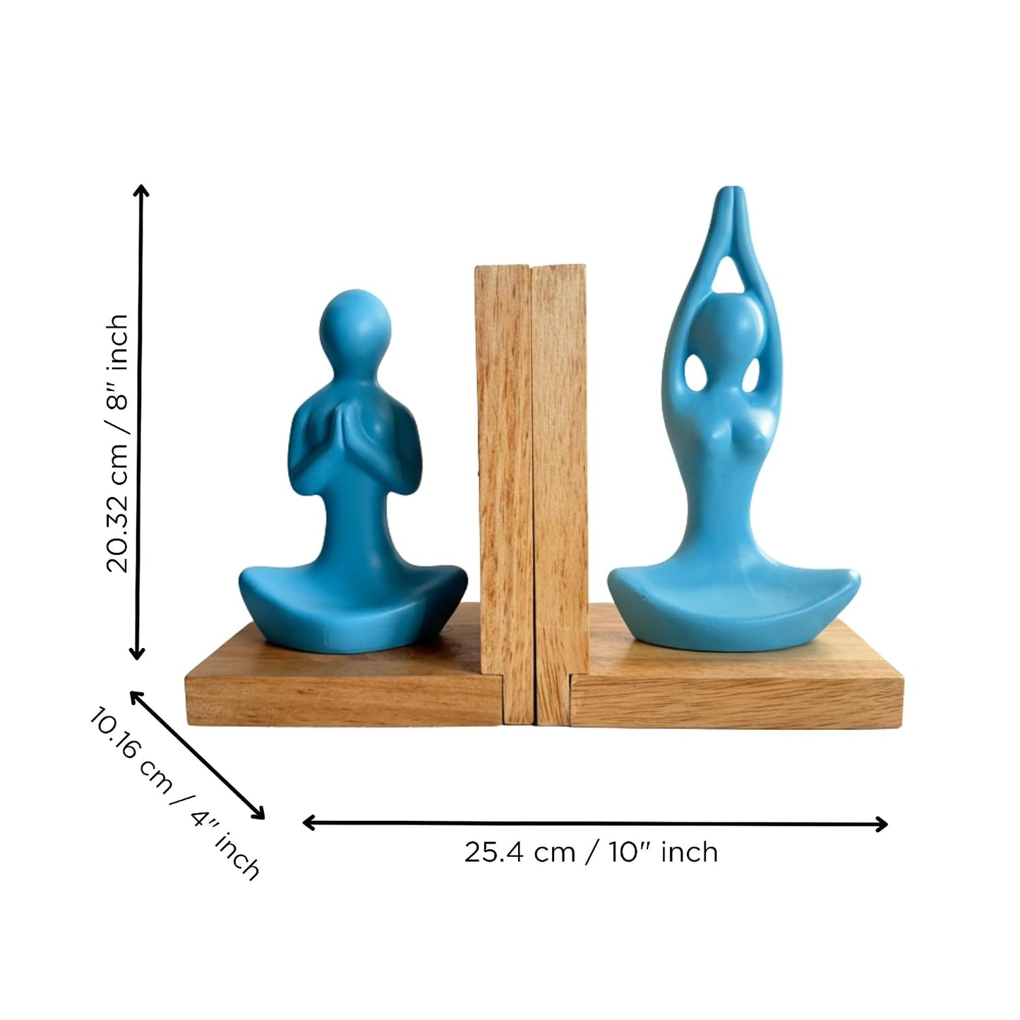 eCraftIndia Wooden Book End and Yoga Statues Showpiece for Home Decor Office Table | Gift for Housewarming Birthday